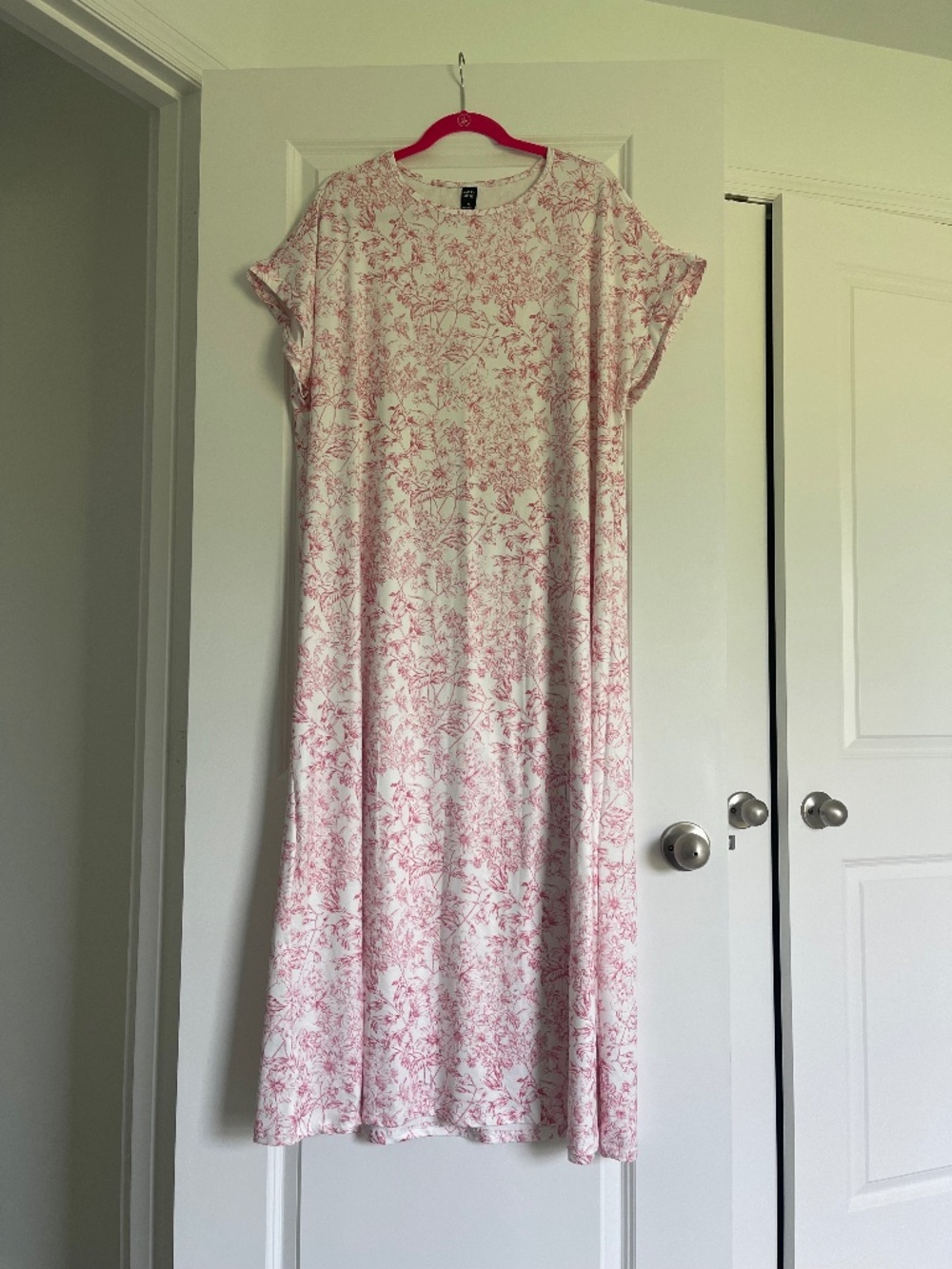 Emery Rose Womens Maxi Dress Pink & White Floral Print Size 1XL